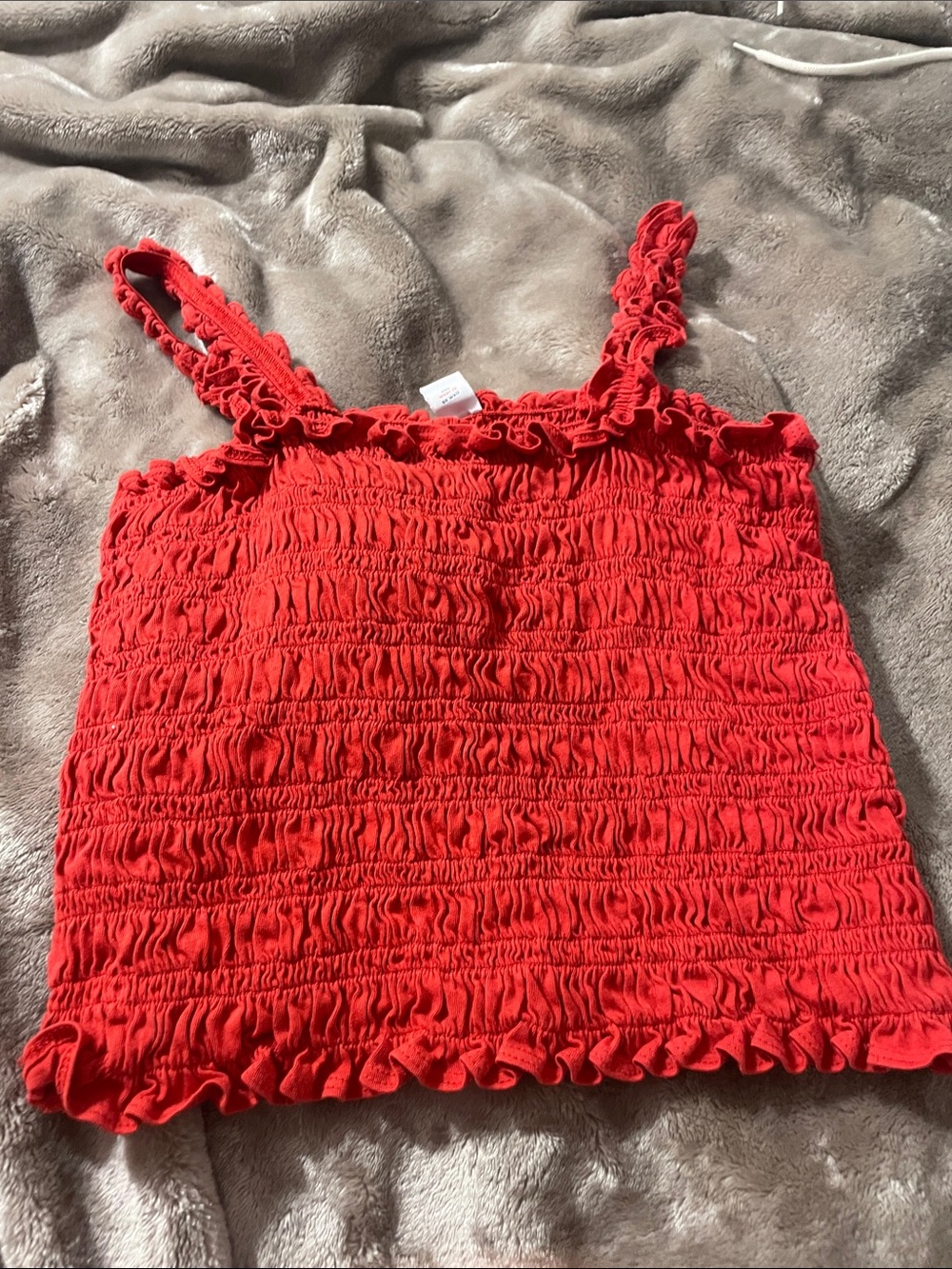 Old Navy Red Smocked Ruffle Crop Top